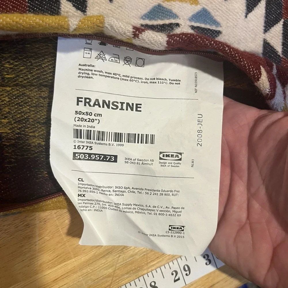 IKEA Pillow Cover Fransine Zipper Wool Blend 20x20 Southwest Multicolor Set Of 2